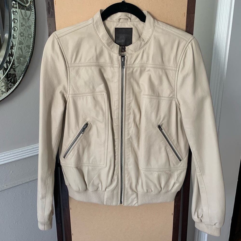 Leather bomber jacket
